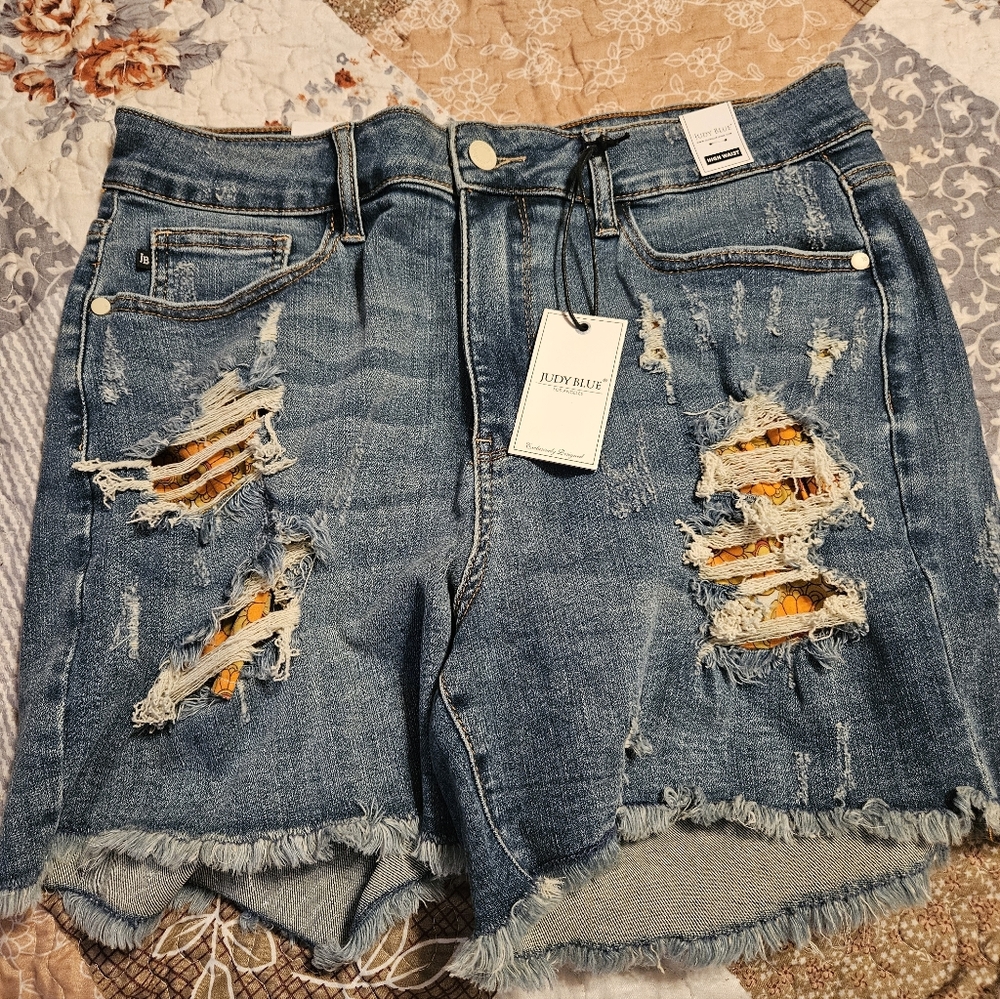 Judy Blue Distressed Blue Jean Shorts